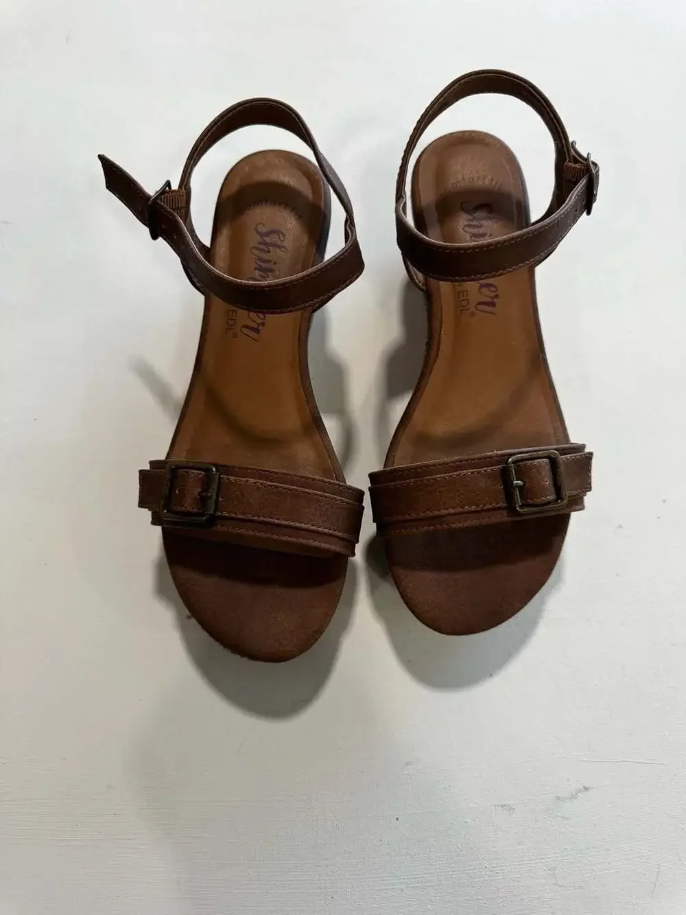 Shimmer by EDL Women's Comfort Fit Platform Wedge Sandals with Ankle Strap